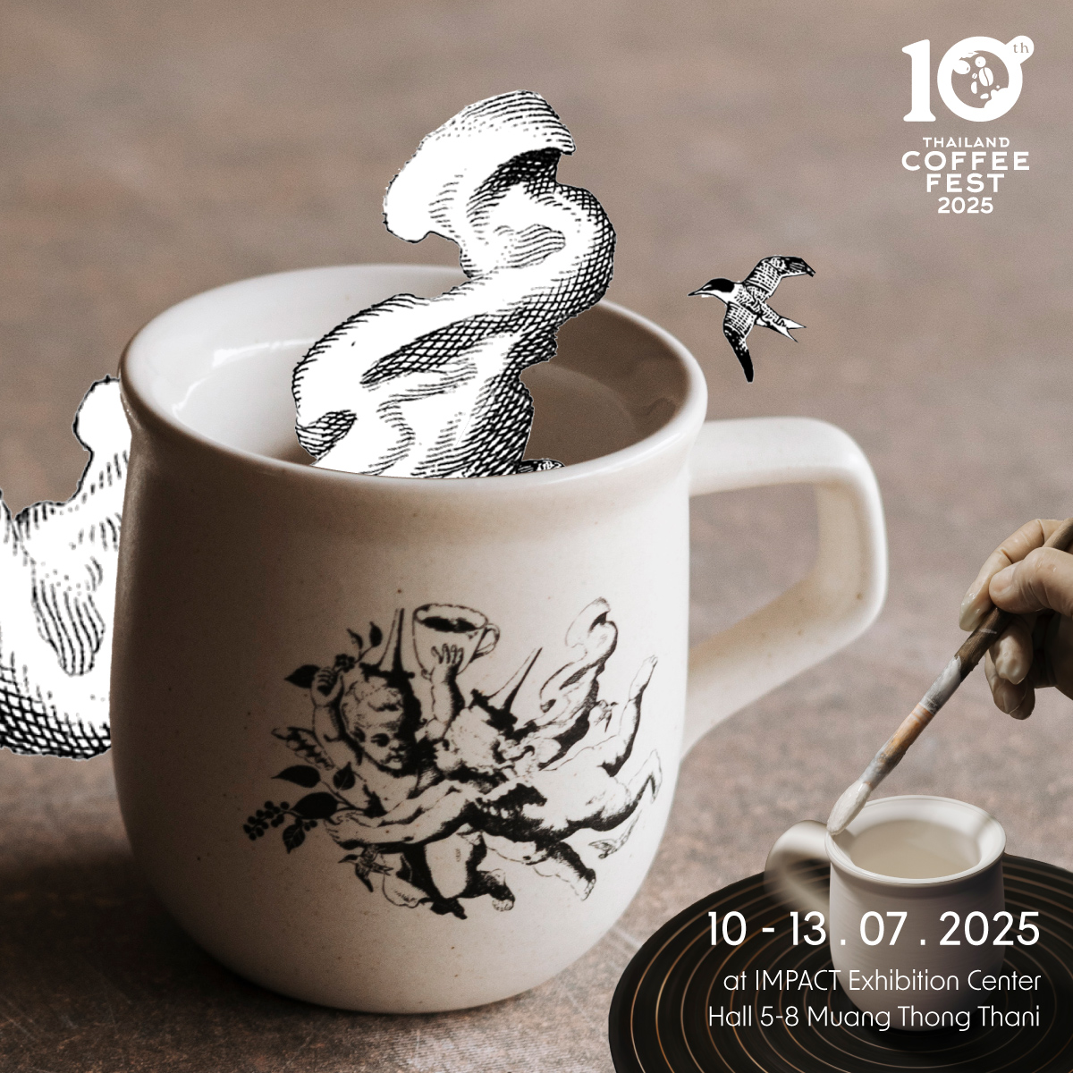 Resip Cup ของที่ระลึกประจำงาน Thailand Coffee Fest 2024 ผลิตโดยแบรนด์ไทยที่เชี่ยวชาญด้านการทำเซรามิกมากว่า 30 ปี ออกแบบลายโดย ‘Sundae Kids’
